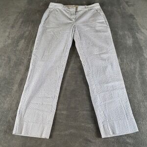 J.Crew Womens Blue White Striped Seersucker Capri Pants Size 2 Stretch Cotton